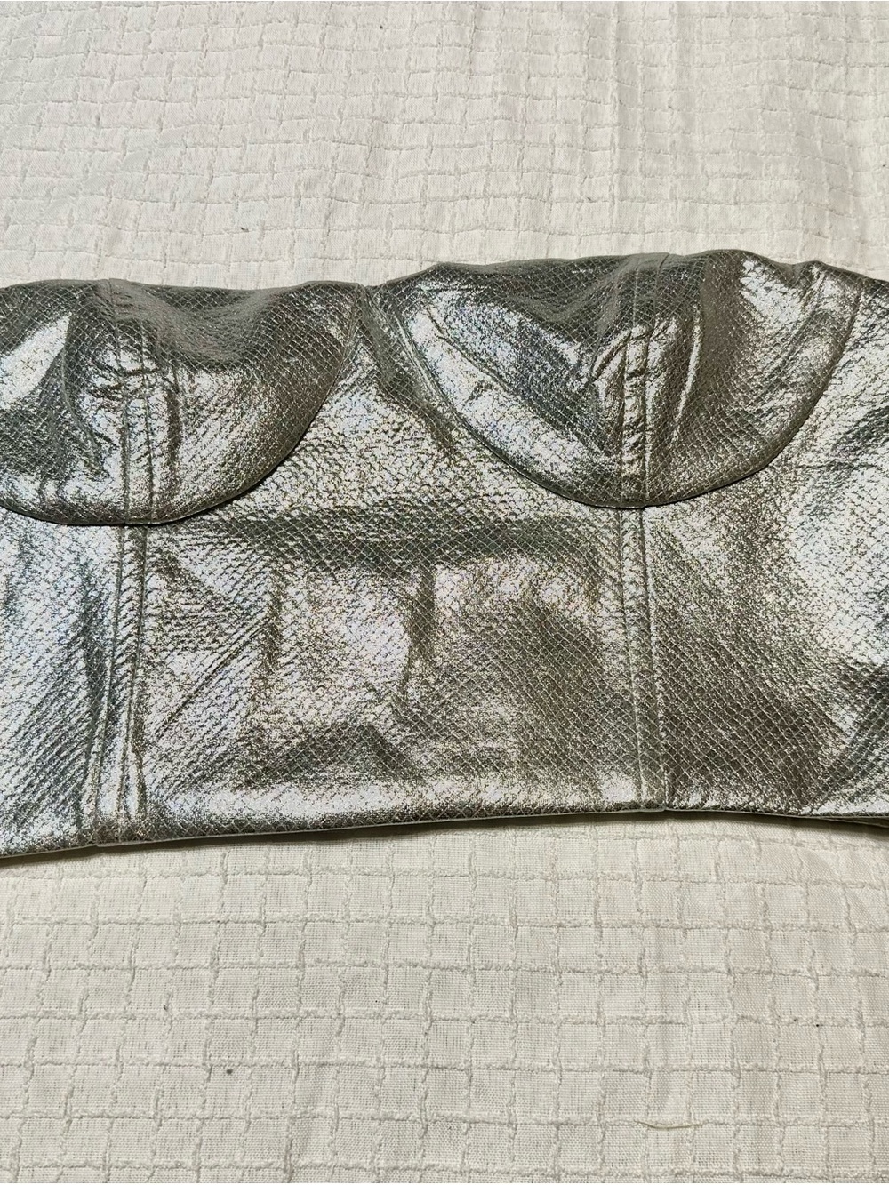 Forever 21 Silver Textured Woven Bustier Tube Top Size Small